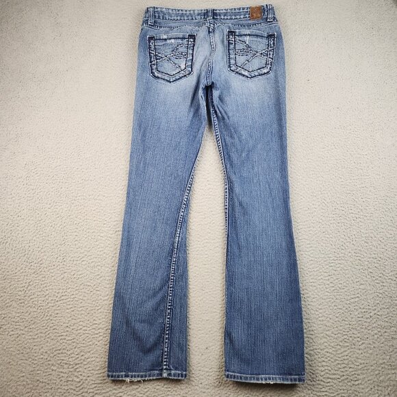 BKE Denim Jeans Womens 29 Blue Sabrina Boot Low Rise Thick Stitch Pocket Stretch - Picture 2 of 11